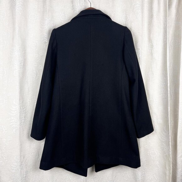 Uniqlo Wool Collection black double breasted stand collar coat midlength peacoat - Picture 6 of 11